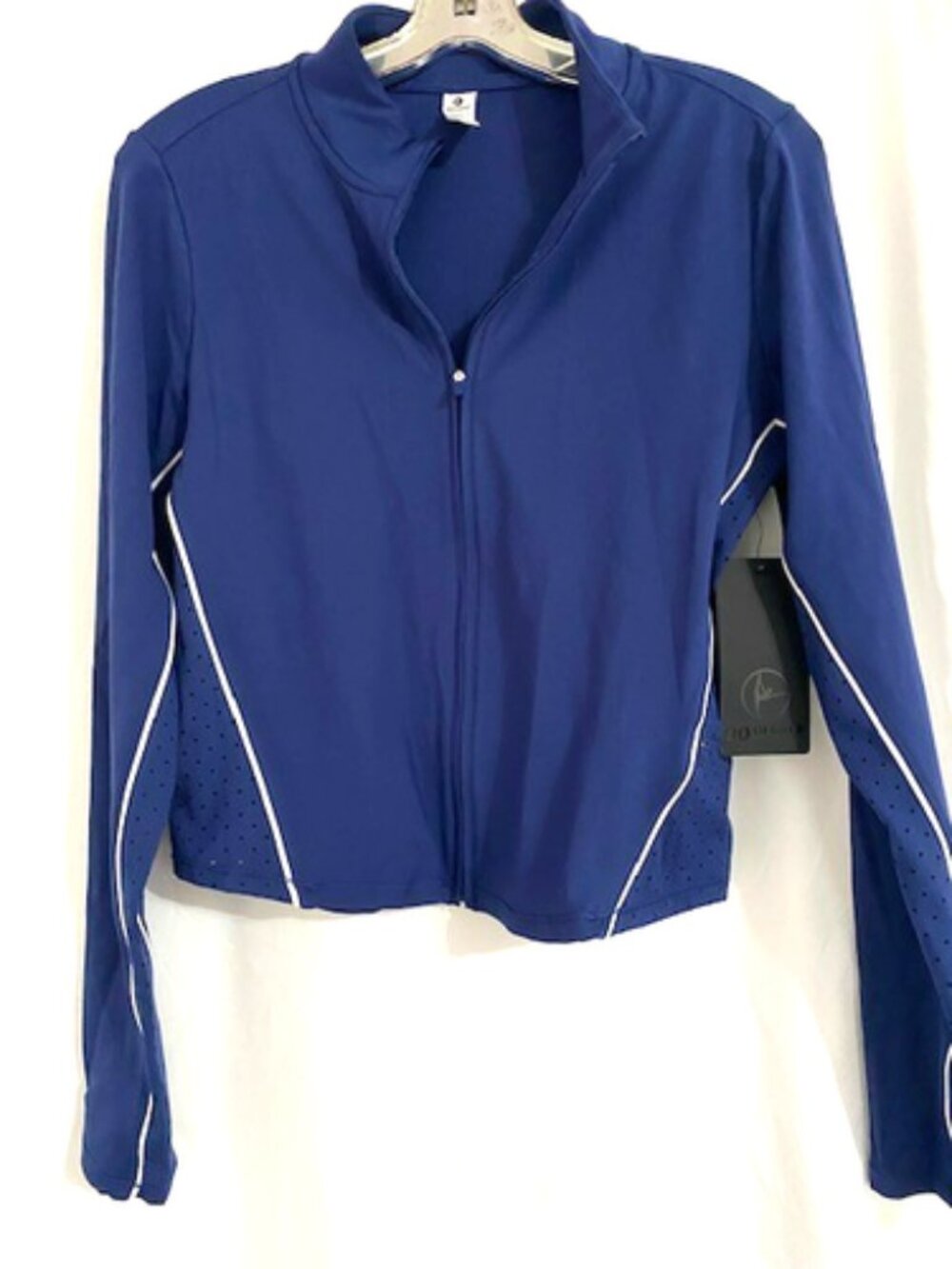 90 Degree Flex Jacket Womens Large Blue Zip up Warm Up Workout Shirt Activewear